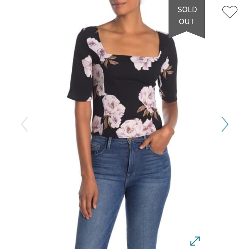 Free Press NWT floral top square neck, smocked, XS - Picture 7 of 8
